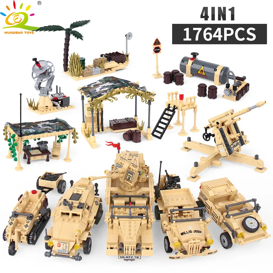 

Military Weapon truck model Building Block Compatible Legoingly Army Tank With soldier Figure Motorcycle Jeep Brick Children Toy