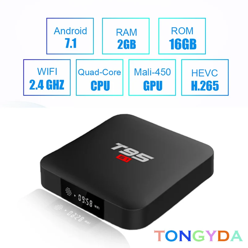 

T95 S1 Amlogic S905W Quad Core Android 7.1 Smart 4K TV Box 2GB 16GB Optional 2.4G WIFI Streaming Media Player PK HK1 X96 H96