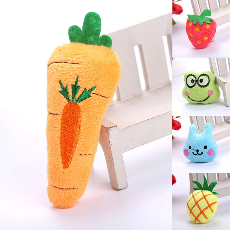 

Cute Cat Toy Creative Simulation Mint Fruit Animal Plush Toy 2019 Multicolor Pineapple Strawberry Frog Chew Pet Toy For Cat