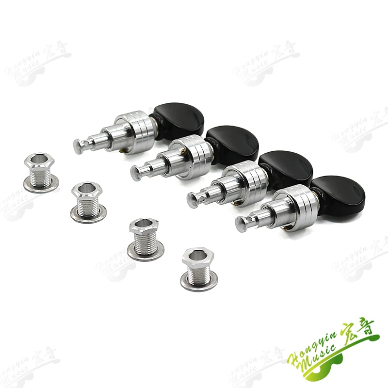 우쿨렐레 블랙 및 실버 업라이트 준 버튼 스트링 버튼, 와인더 악기 액세서리