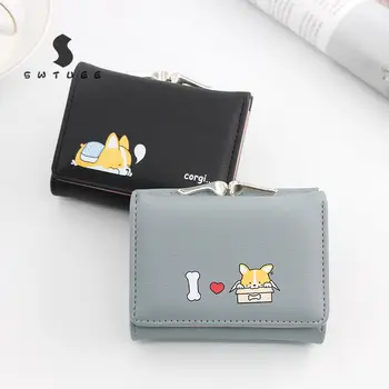 

Women Small Wallets New Cartoon Cute Corgi Doge Design Ladies Wallets PU Leather Female Short Money Purses With Coin Pocket