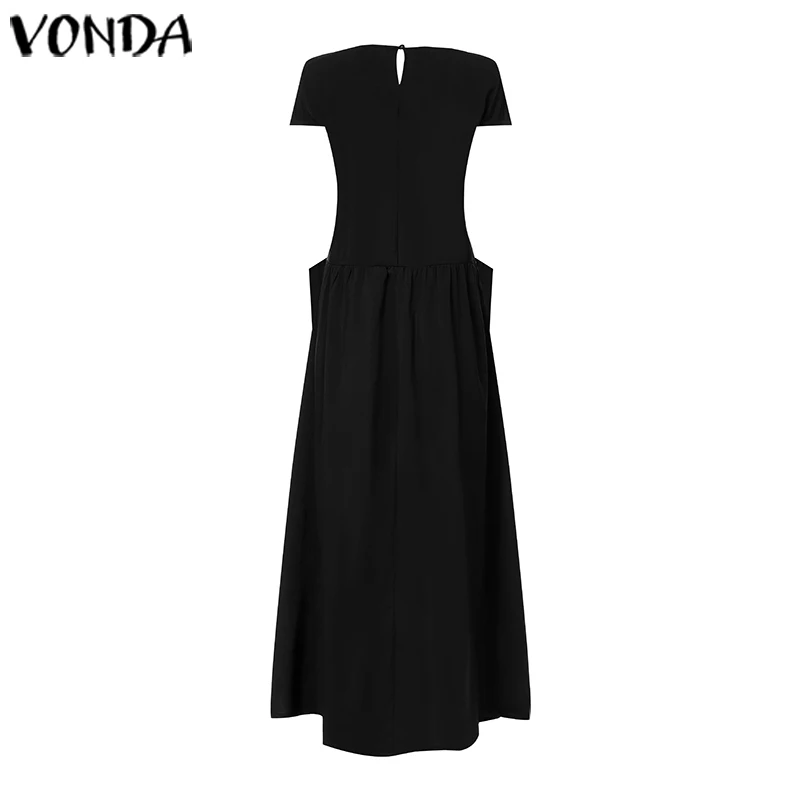 Модное белое платье, VONDA, летнее платье с круглым вырезом и короткими рукавами, мешковатое платье макси, длинные платья для беременных, богемный сарафан, Femme Vestidos