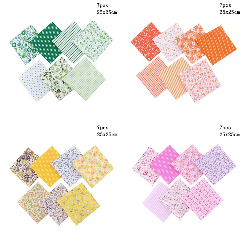 

25x25cm Cotton Fabric Floral Printed Cloth Sewing Quilting Fabric for Patchwork Needlework DIY Dolls Handmade Accessories 7pcs