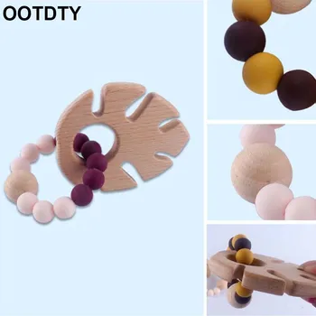 

Baby Teether Wooden Bracelets Silicone Beaded Newborn Infants Teething Nursing Molar Toys Gift