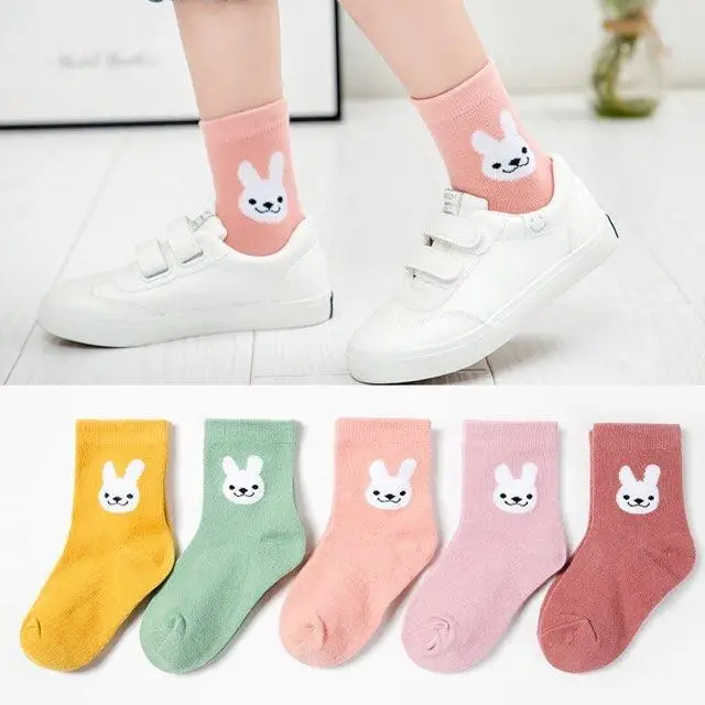 5 пар детских носков осенне-зимние модели толстых хлопковых носков для мальчиков и девочек носки для школьников - Цвет: Y05 Girl 5 pairs