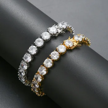 

Freewear 8MM Bling Cubic Zirconia Iced Out Bracelet Geometric Square AAA CZ Stone Tennis Chain For Men Jewelry