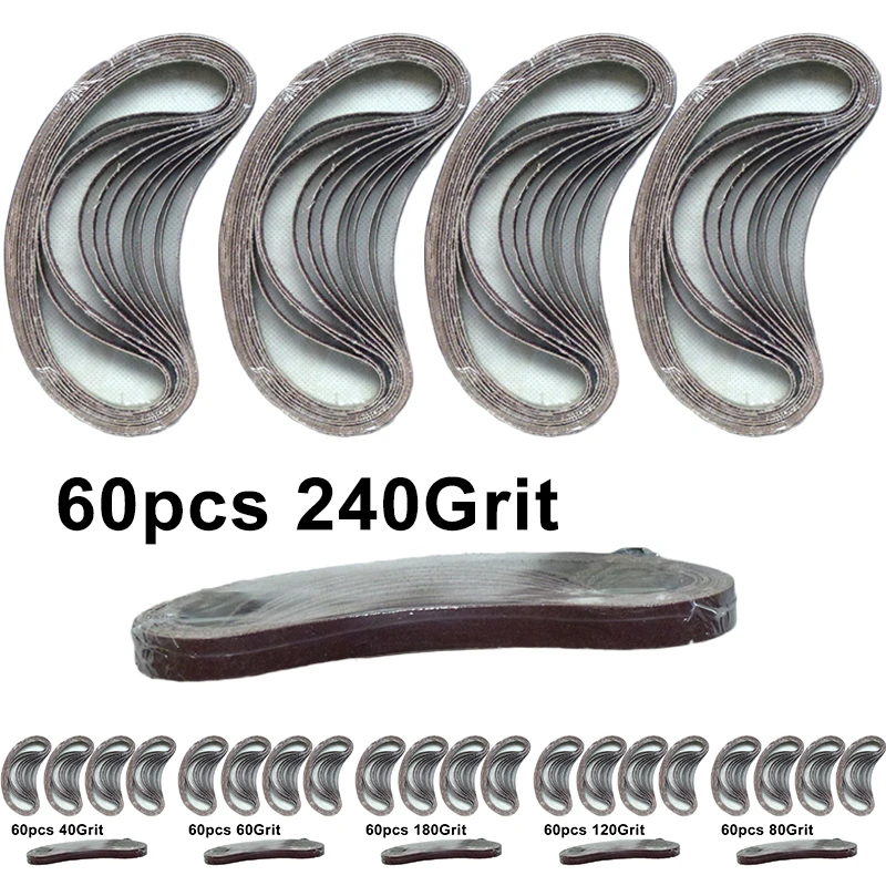60pcs Sanding Belts Mixes 40/60/80/120/180/240 Grits Sander Power Tool