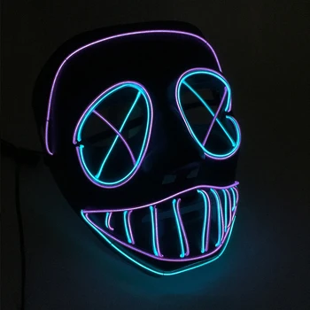 

B EL Wire Mummy Face Mask Luminous Lighted Up LED Glowing Scary Head Masks Halloween Party Cosplay Costume Props Tools*