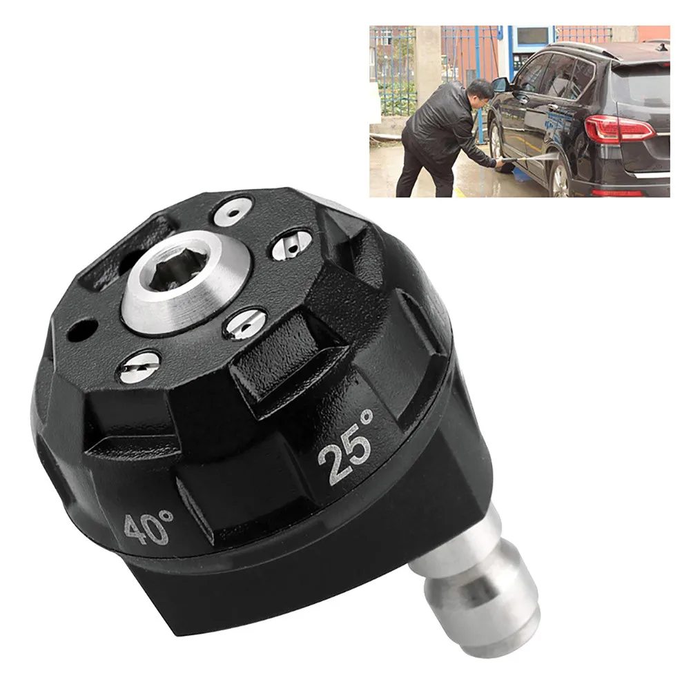 

6 in 1 High Pressure Washer Nozzle Quick Connect Tips for Car Wash 1/4 inch Water Column Spray Shower Fan Car Cleaning Accessory