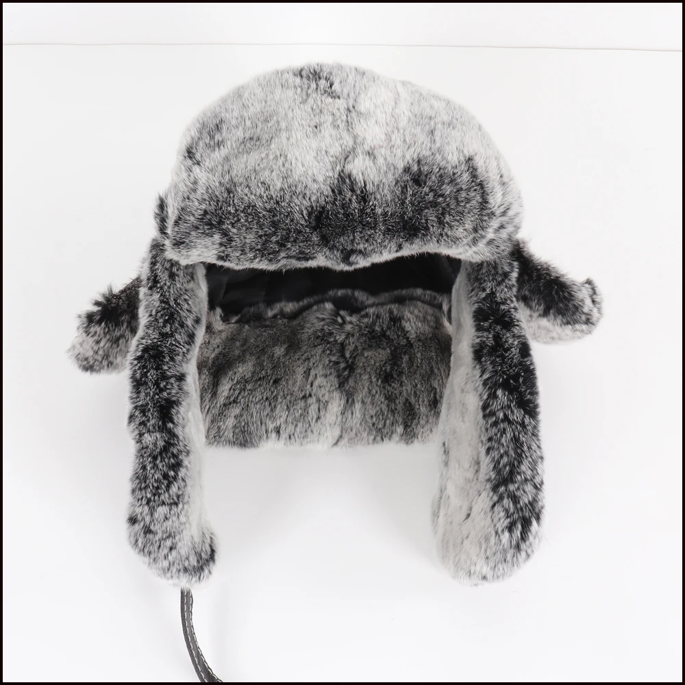 fur bomber hat mens New Arrival Men 100% Natural Rex Rabbit Fur Bomber Hats Winter Russian Man Warm Real Sheepskin Leather Hat Male Real Fur Caps brown leather bomber hat