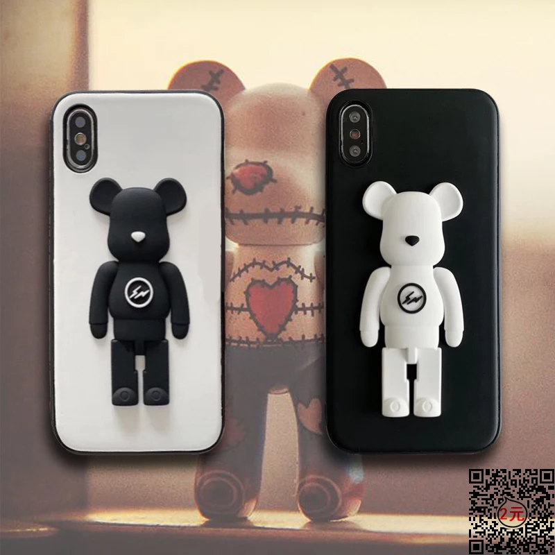 Популярный кожаный чехол с 3D медведем мягкими краями для телефона Iphone 6 7 8 plus X XS XR