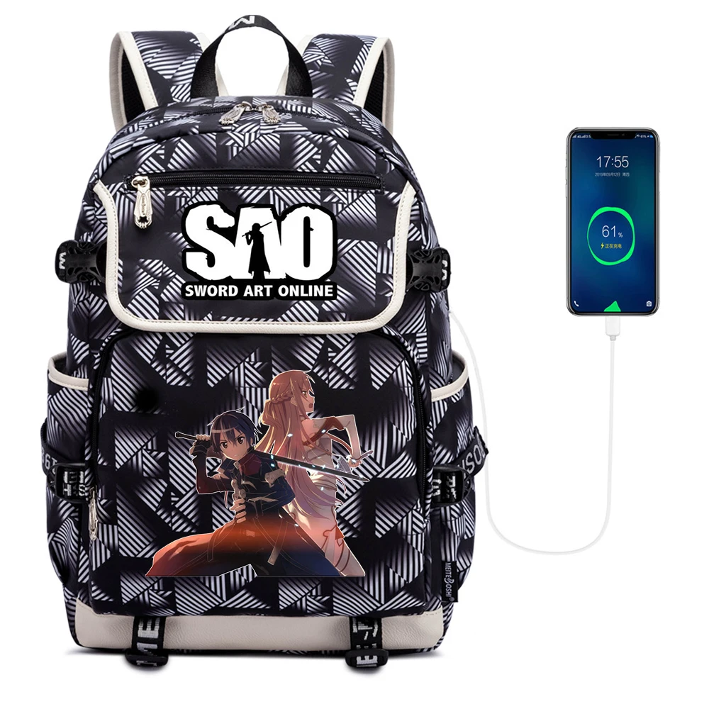 

Школьная сумка с аниме мечом онлайн, рюкзак для студентов, Повседневная Студенческая сумка на молнии, портфель на плечо для ноутбука