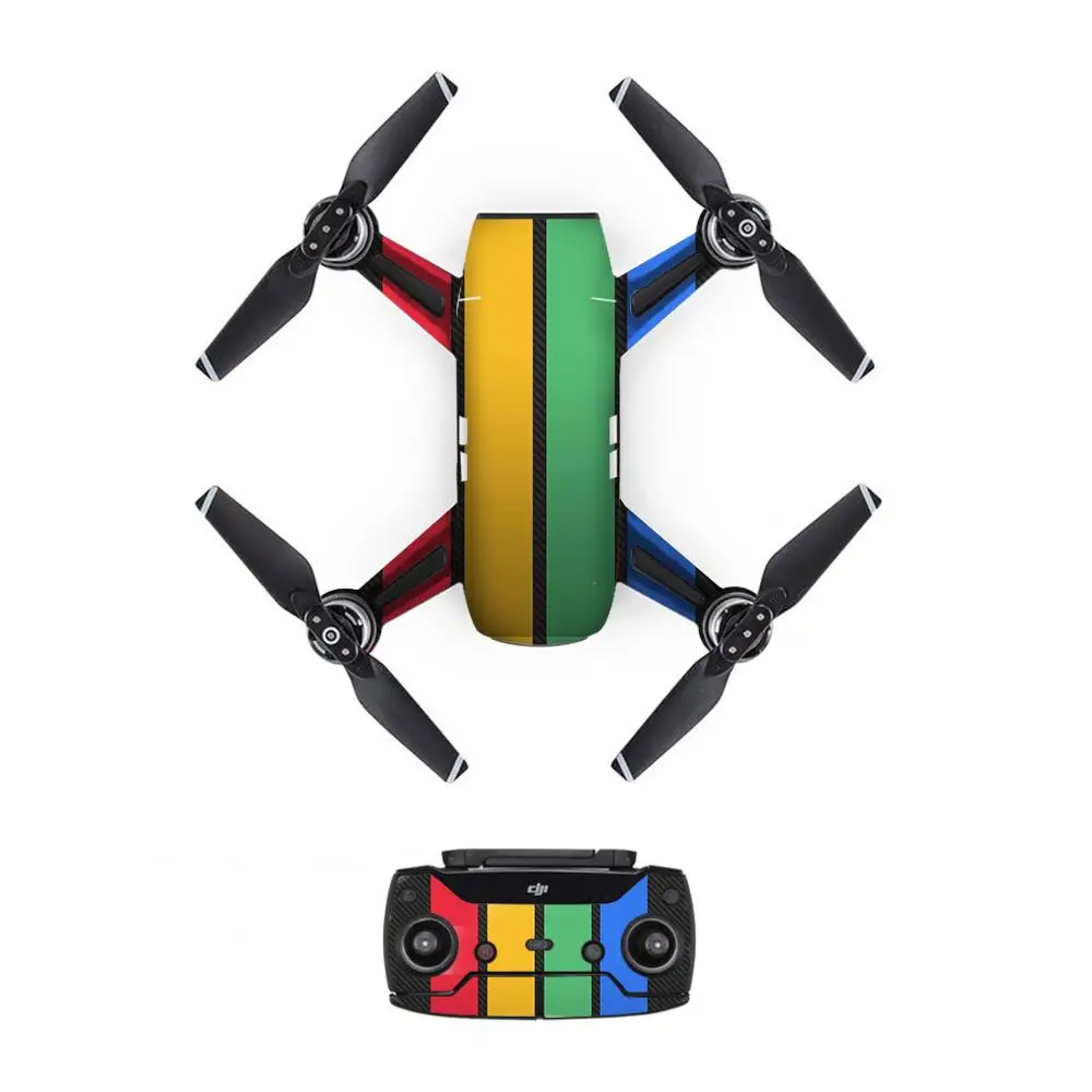 Colour Style Decal PVC Skin Sticker For DJI Spark Drone Remote Controllers 3 Batteries Protection Film Cover