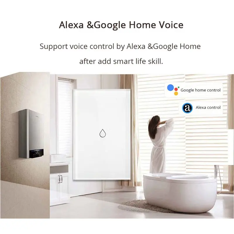 Умный Wi-Fi переключатель водонагревателя, котельные переключатели Alexa Google Home Voice, стандартная панель с таймером, управление через приложение 4G