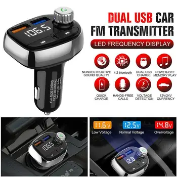 

Car Wireless Bluetooth FM Transmitter Radio Adapter QC3.0 USB Charger for Cell Phone Fm Mp3