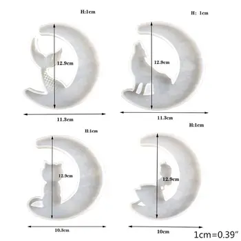 

Crystal Epoxy Resin Mold Moon Pendants Casting Silicone Mould Handmade DIY Craft T4MD