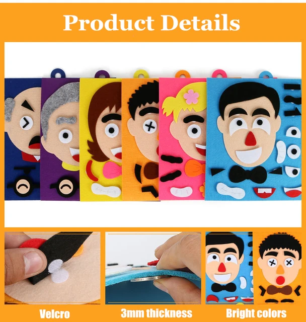 30*30cm Kid Felt Early Learning Toys Baby Emotion Expression Busy Board Montessori Educational Toy For Boys and Girls 5
