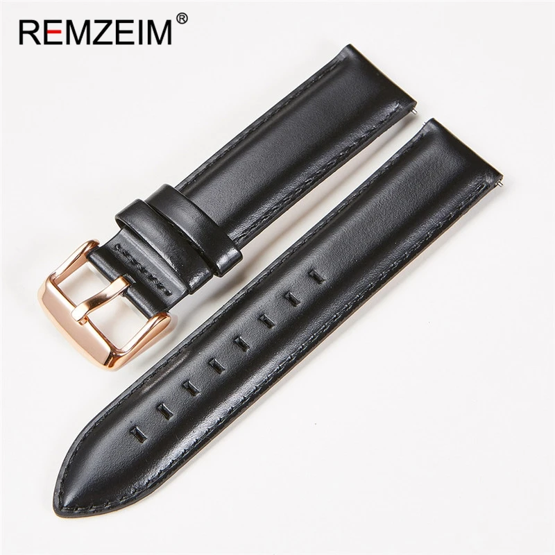 REMZEIM Genuine Leather Quick Release Watchband Wrist Strap