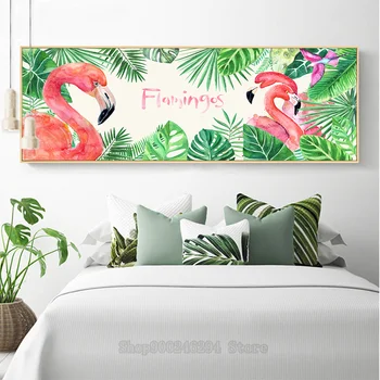 

Pink Flamingo Decoration Nordic Tropical Plants 5d Diamond Painting Square round Diamond Embroidery Handmade Rhinestones FF620