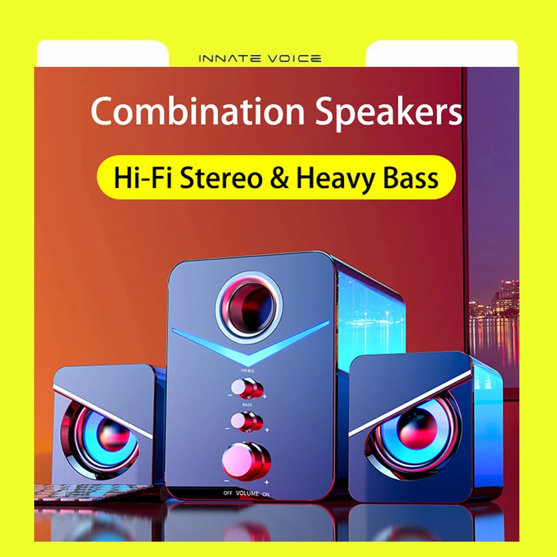 Computer Speakers Wired Loudspeaker Bass Subwoofer AUX Audio Home Theater Music Bluetooth Player PC Laptop SoundBox