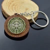 Vintage Wood Jewelry Aztec Calendar Keychains Mexican Jewelry Engraved Wooden Keychain Keyring Mayan Calendar Pendant ► Photo 3/6
