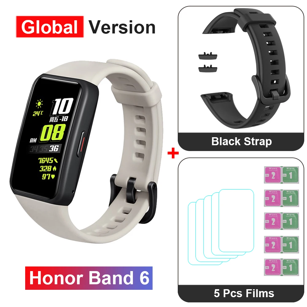 Original Honor Band 6 Global Version Smart Band Bracelet Watch Waterproof Heart Rate Monitor Blood Oxygen AMOLED Touch Screen 