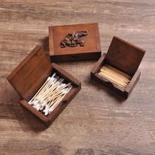 Thai Solid Wood Toothpick Box Cotton Swab Box Household Items Table Hotel Hotel Dental Pick Tray Table Storage Box