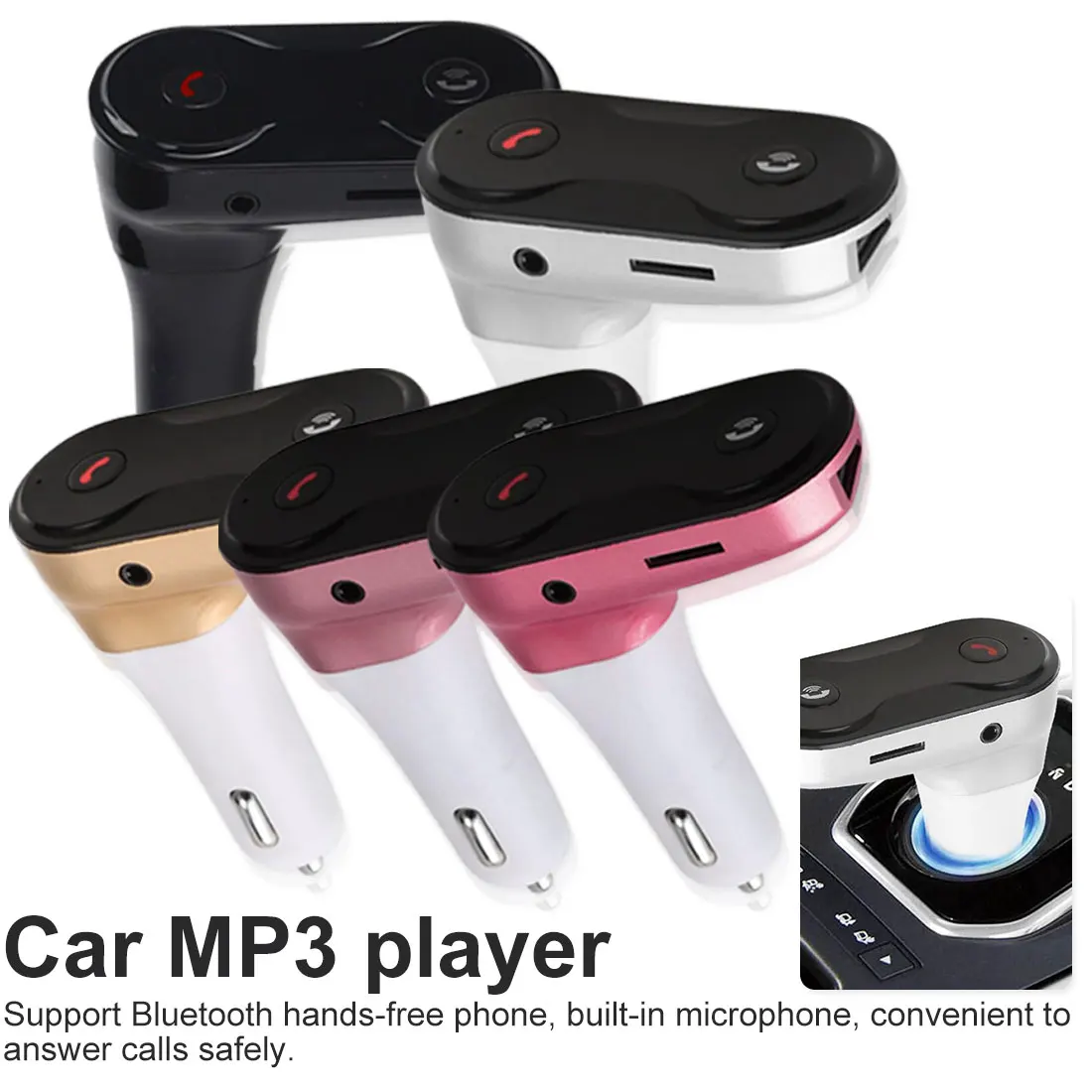 

HandsFree Wireless Bluetooth FM Transmitter Bluetooth Car Kit C8 AUX Hands Free Music Mini MP3 Player