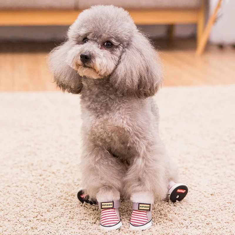 4 шт./компл. собака обувь дышащая Pet кроссовки теплые с рисунком собачки и котика; нескользящая обувь для собак для чихуахуа собака обувь