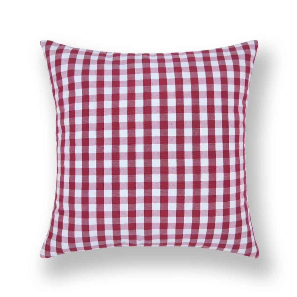 No Pillow Insert 1 шт., наволочки на подушку в клетку, в клетку буйвола, наволочки на подушку, чехол из хлопка и льна для дивана, домашний декор, синий Чехол на подушку, красный цвет, 45*45 см - Цвет: No Pillow Insert