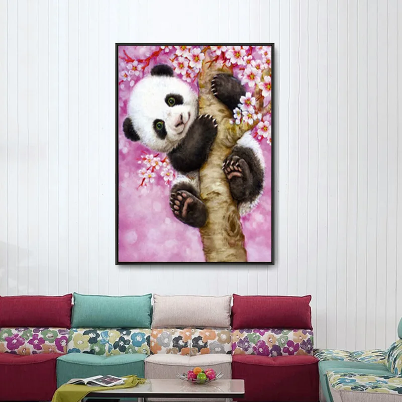 

5D Diamond Painting Panda Tree Rubik's Cube round Diamond Rhinestone Embroidered Decorative Painting Foreign Trade New Style Cro