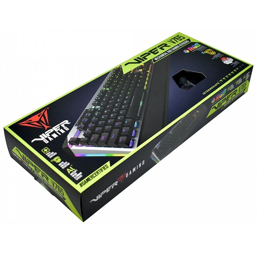 Клавиатура Patriot Viper V765 PV765MBRUXMGMRU механическая, проводная, Kailh Red, черная/серебристая