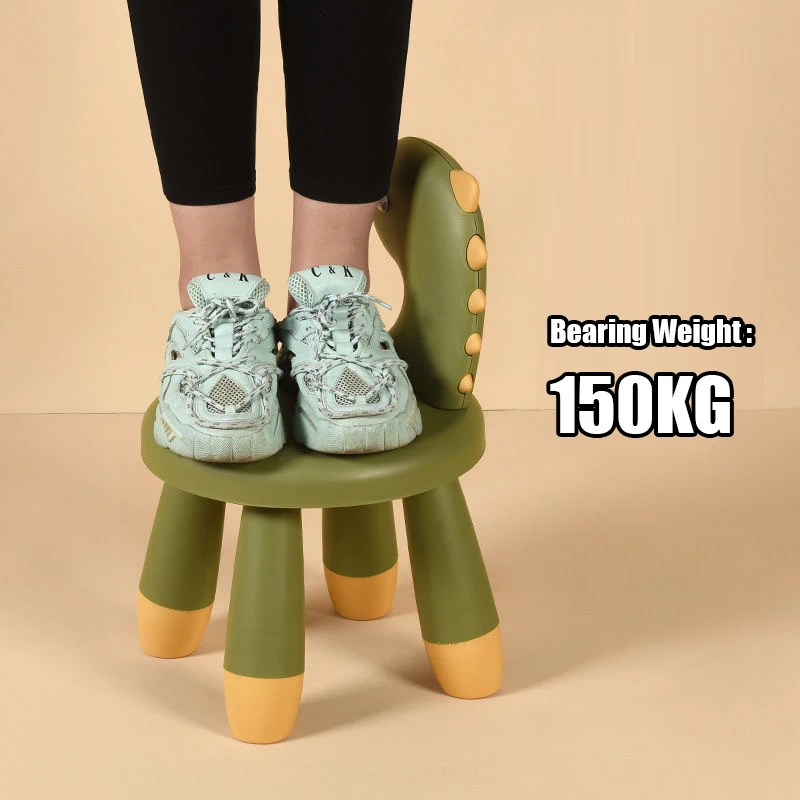 46x30cm Cute Cartoon Dinosaur PP Stool Chair Kitchen Helper Tower Kids Stool with Backrest Safety Thick Waterproof Anti Slip