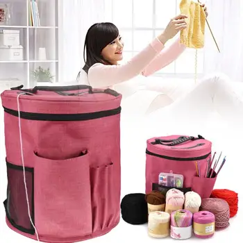 

Portable Woolen Storage Bag with Divider Holder Oxford Cloth Large Capacity Living Room Storage Bag Knitting Bags Organizer