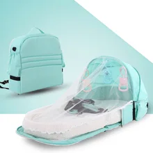 Переносная кровать с игрушками для малышей, складная детская кровать для путешествий, защита от солнца, сетка от комаров, дышащая корзина для сна для младенцев