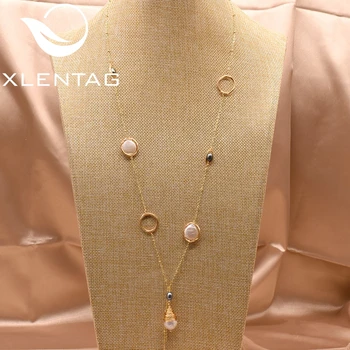 

XlentAg Natural Fresh Water Pearls Necklace 2020 Real Baroque Pearl Long Pendant Luxury Accesories For Women Boho Jewelry GN0158