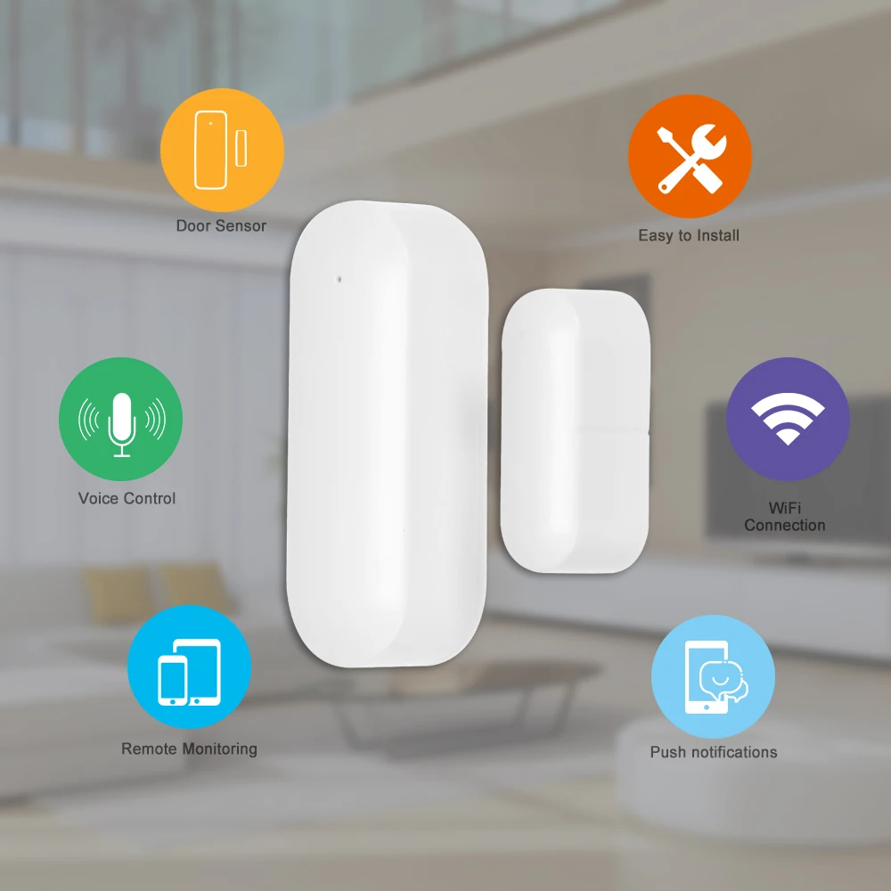 Беспроводной смарт датчик TUYA для окон и дверей Wi Fi детектор домашней