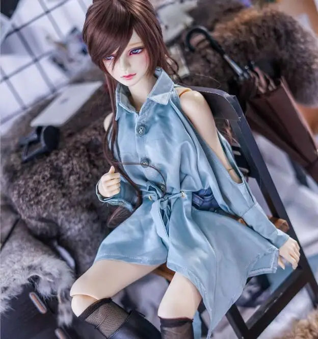 1 шт., рубашка с открытыми плечами, Длинная Одежда для куклы Bjd, длинная повседневная одежда с длинными рукавами для 1/3 1/4, msd17, розовые/зеленые аксессуары для кукол - Цвет: green
