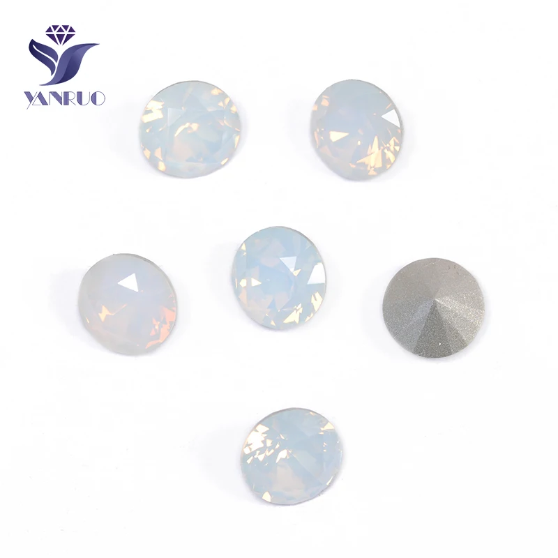 YANRUO 1357 All Sizes White Opal Brilliant Cut Sewing Stones Point Back Strass Crystal Craft Rhinestones For Jewelry Making - Цвет: Without Claw