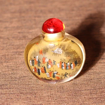 

Chinese antique hand-made glass interior painting folk snuff bottle