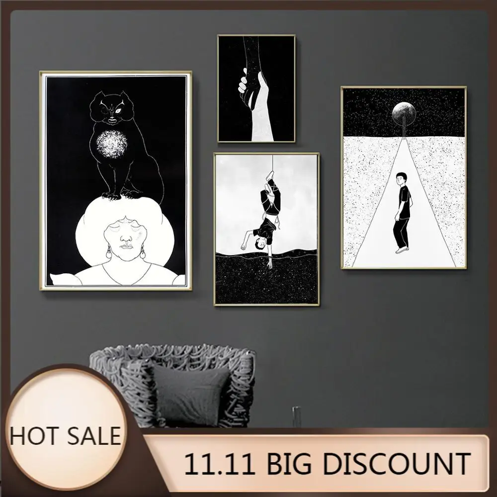 Black and White Deep Meaning Alternative Canvas Painting Picture Poster Print Wall Art Living Room Decor | Дом и сад