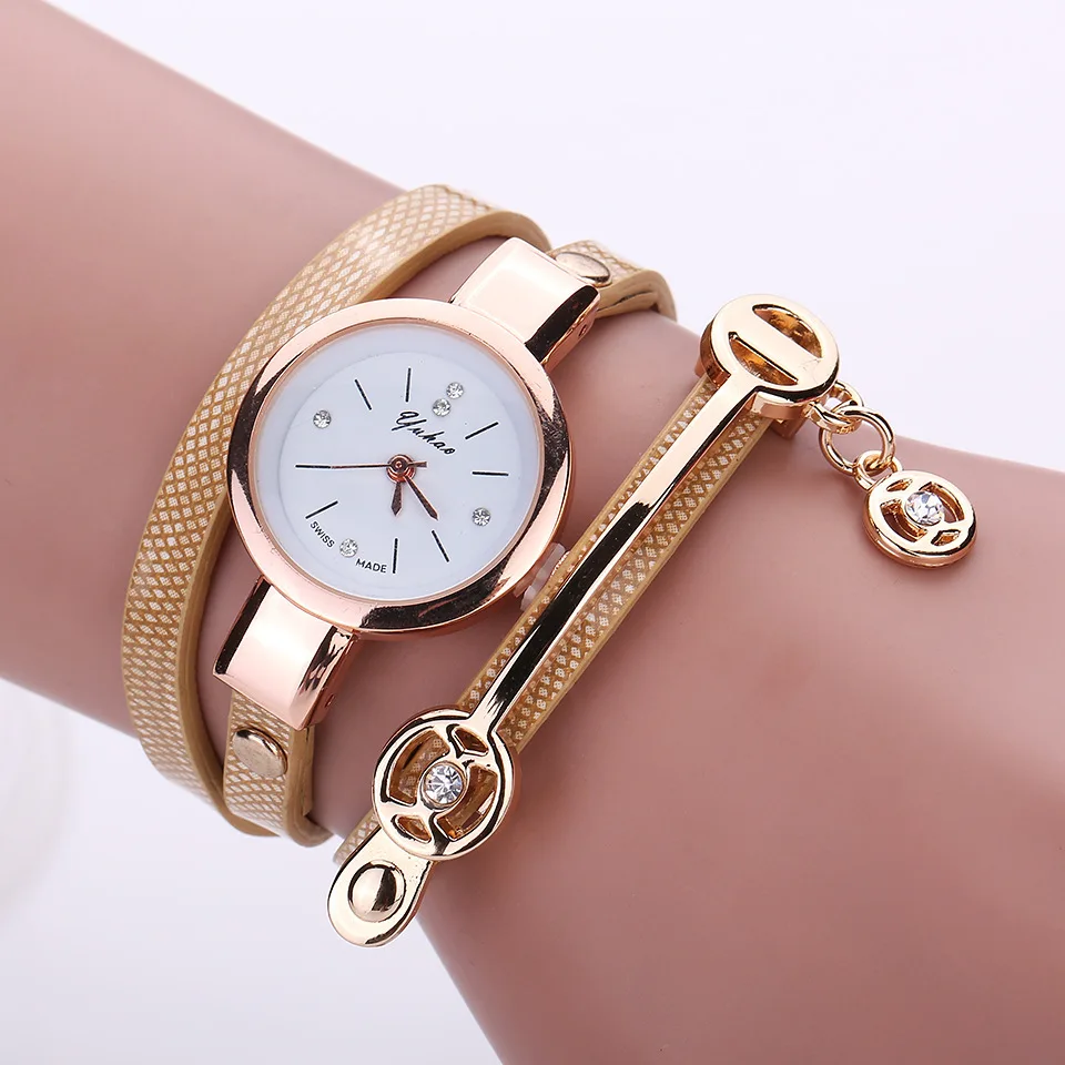 

New Style Thin Drawstring yuhao Ladies' Watch Yu Hao Three-loop Winding Bracelet Watch Women's Fashion Watch