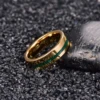6mm Gold Color Polished Inlaid Malachite Tungsten Steel Ring For Men Groove Carbon Engagement Rings 4