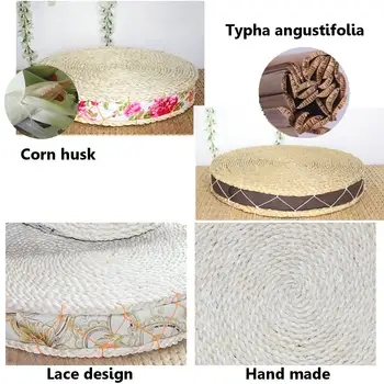 

Round Natural Pouf Handmade Weaving Cushion Fill the Silk Floss Pillow Soft Floor Yoga Chair Seat Mat Tatami Window Pad Hot Sale