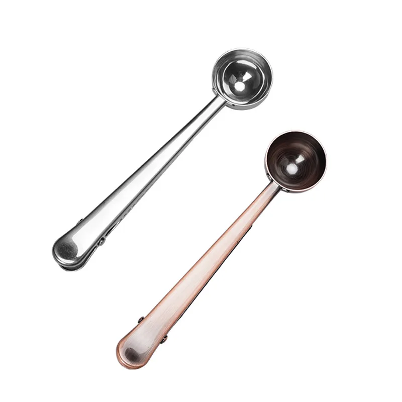 Coffee scoop 1 tablespoon Stainless Steel Long Handled Tea Spoon with Bag Clip Scoop and for | Дом и сад