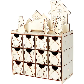 

Newest DIY Christmas Countdown Advent Calendar Wooden Gift Storage Box with 24 Drawers