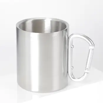 

330ml Outdoor Stainless Steel Water Tea Coffee Mug Self Lock Carabiner Handle Cup For Camping Hiking Climbing Portable