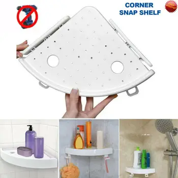 

Bathroom Corner Shelf Storage Punch-free Kitchen Storage Rack Organizer Wall Mount Shelf Shampoo Holder Shelves Snap Up