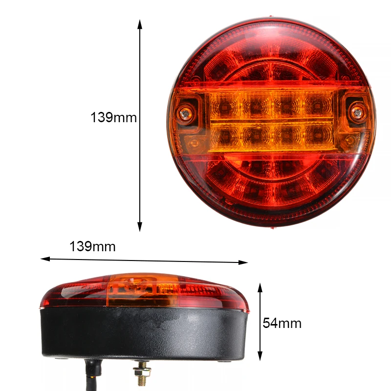 2pcs 12-24V 20LED автомобильный трейлер грузовик красный задний светильник стоп-сигнал желтый указатель поворота ударопрочный светильник