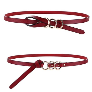 

Female Soft Faux Leather Three Ring Buckle Vintage Decorative Casual Tighten All-Match Lightweight Long Women Belt Solid Holes